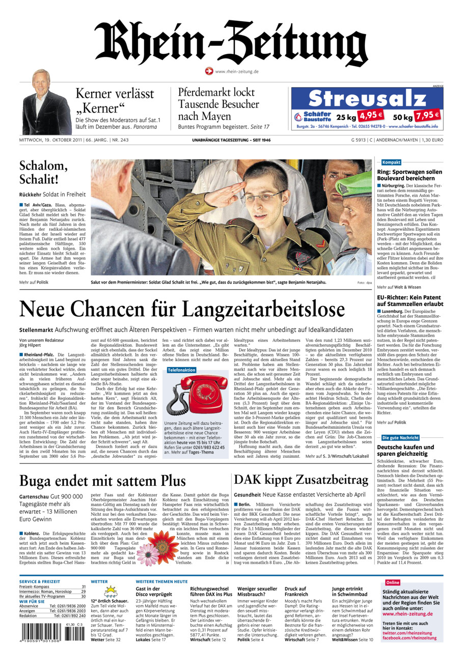 Rhein-Zeitung Andernach & Mayen vom Mittwoch, 19.10.2011