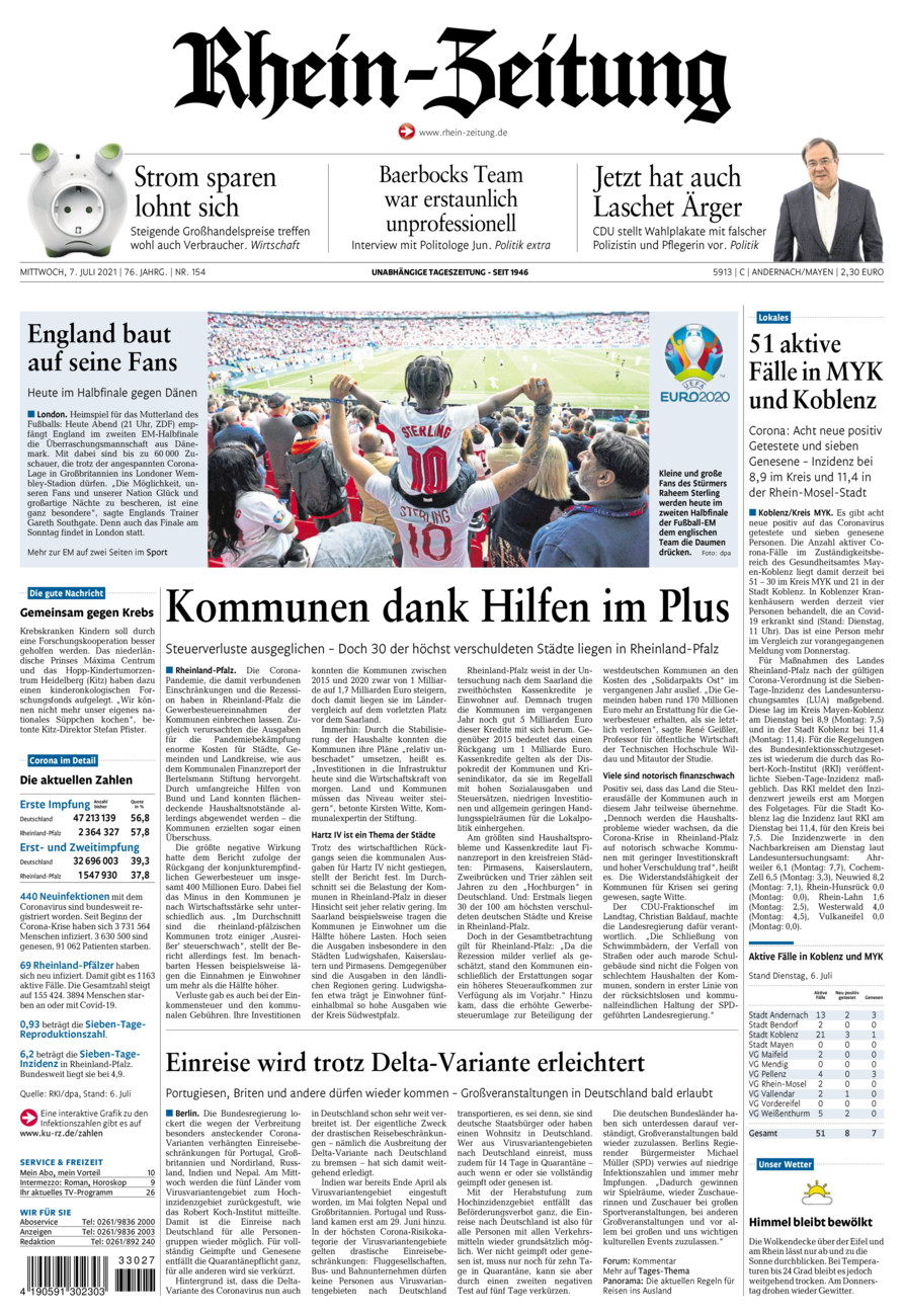 Rhein-Zeitung Andernach & Mayen vom Mittwoch, 07.07.2021
