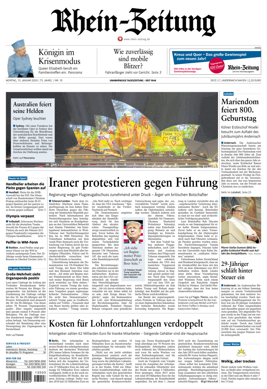 Rhein-Zeitung Andernach & Mayen vom Montag, 13.01.2020
