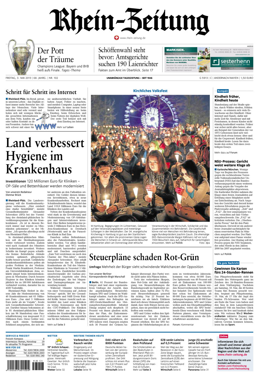 Rhein-Zeitung Andernach & Mayen vom Freitag, 03.05.2013