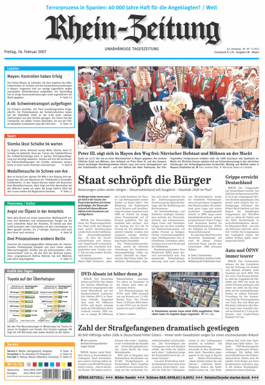 Rhein-Zeitung Andernach & Mayen vom Freitag, 16.02.2007