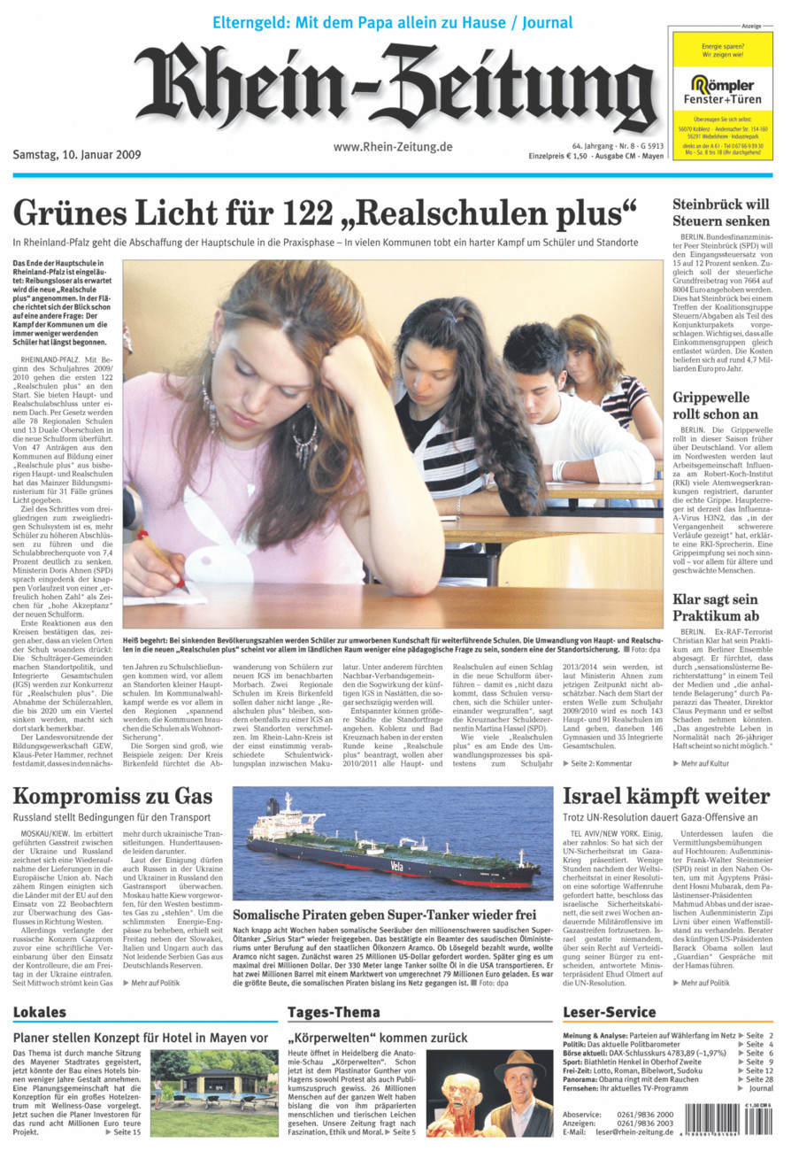 Rhein-Zeitung Andernach & Mayen vom Samstag, 10.01.2009