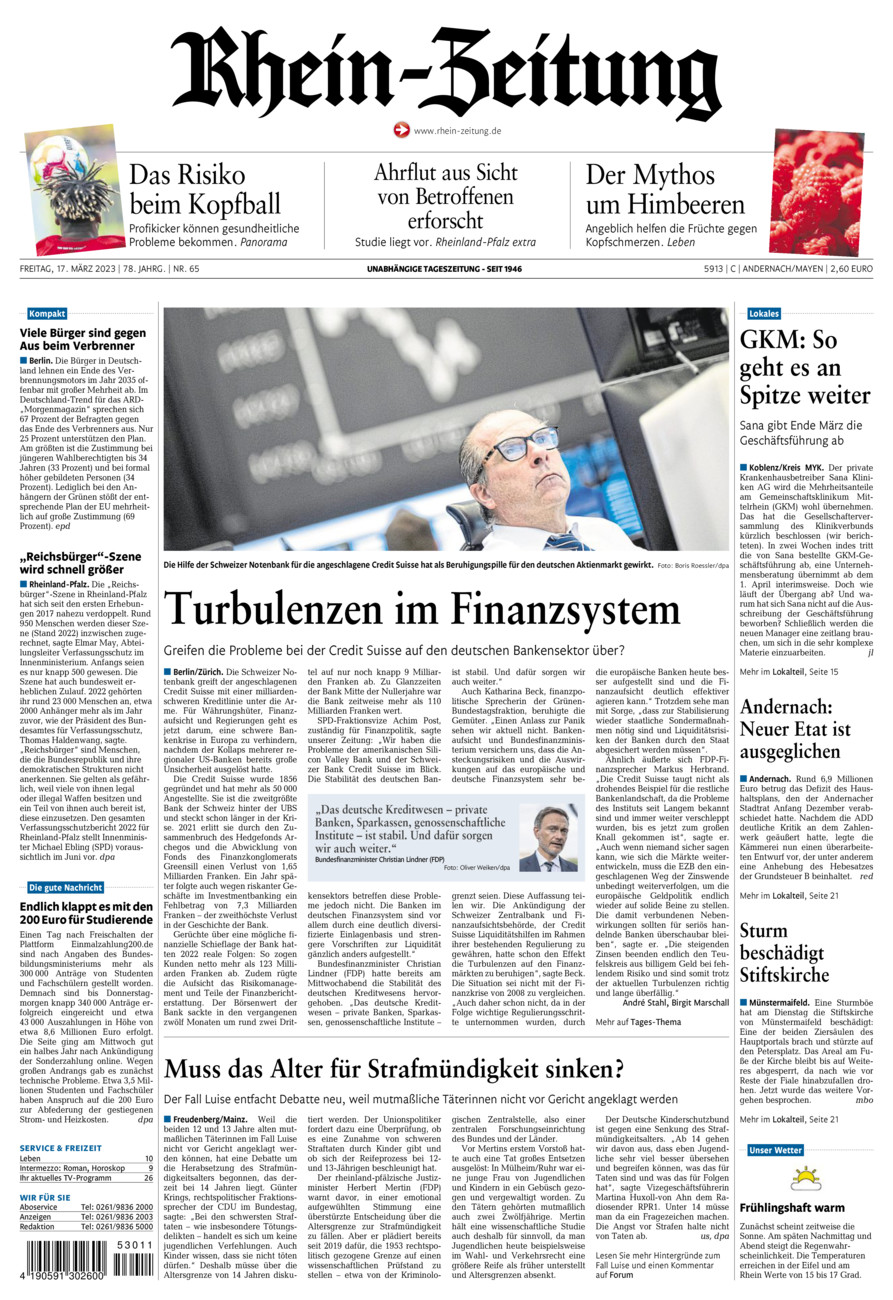 Rhein-Zeitung Andernach & Mayen vom Freitag, 17.03.2023