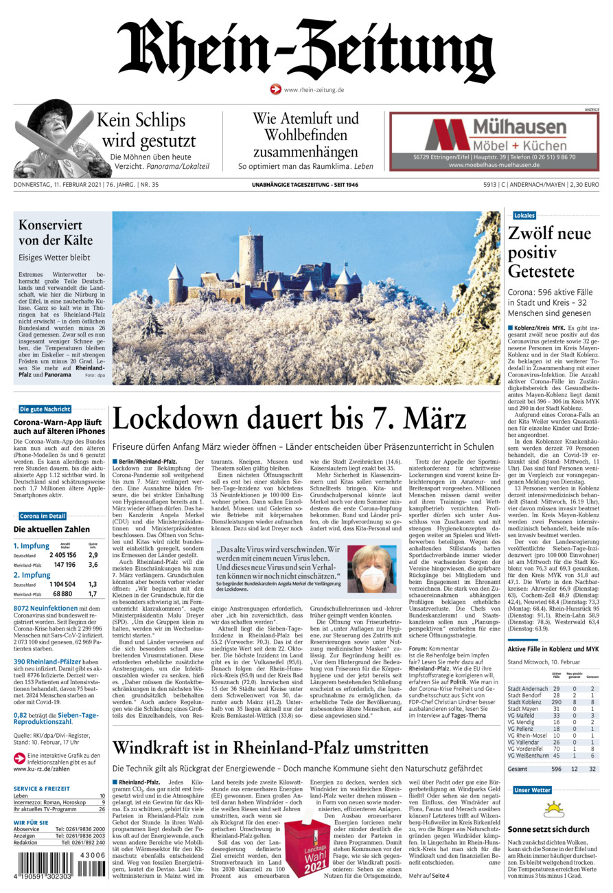 Rhein-Zeitung Andernach & Mayen vom Donnerstag, 11.02.2021