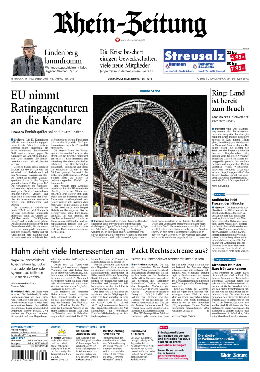 Rhein-Zeitung Andernach & Mayen vom Mittwoch, 16.11.2011