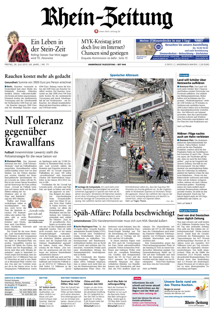 Rhein-Zeitung Andernach & Mayen vom Freitag, 26.07.2013