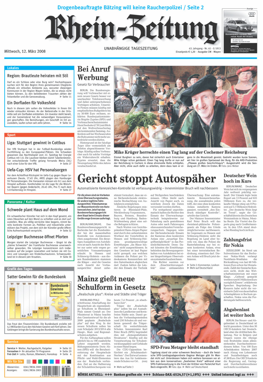 Rhein-Zeitung Andernach & Mayen vom Mittwoch, 12.03.2008