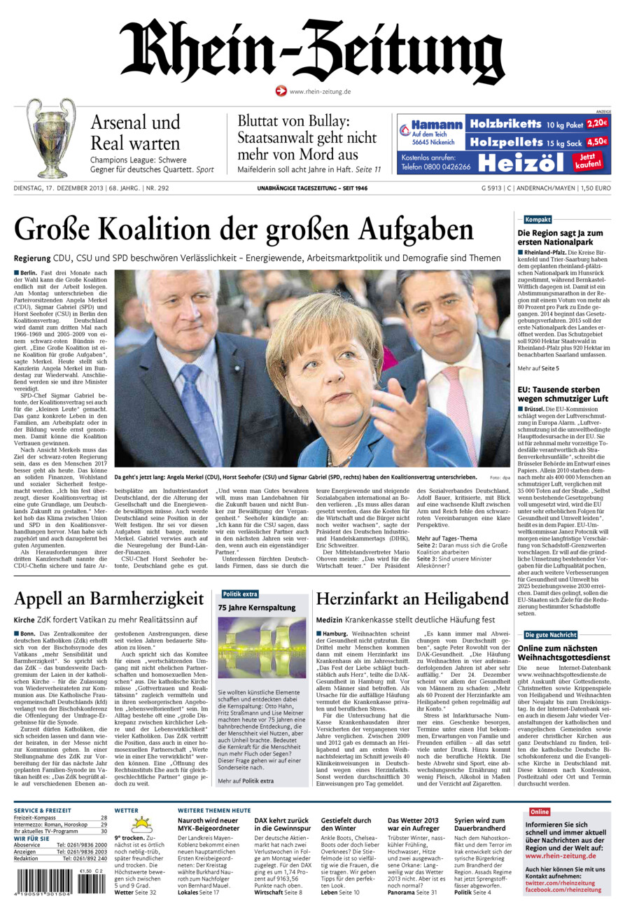 Rhein-Zeitung Andernach & Mayen vom Dienstag, 17.12.2013