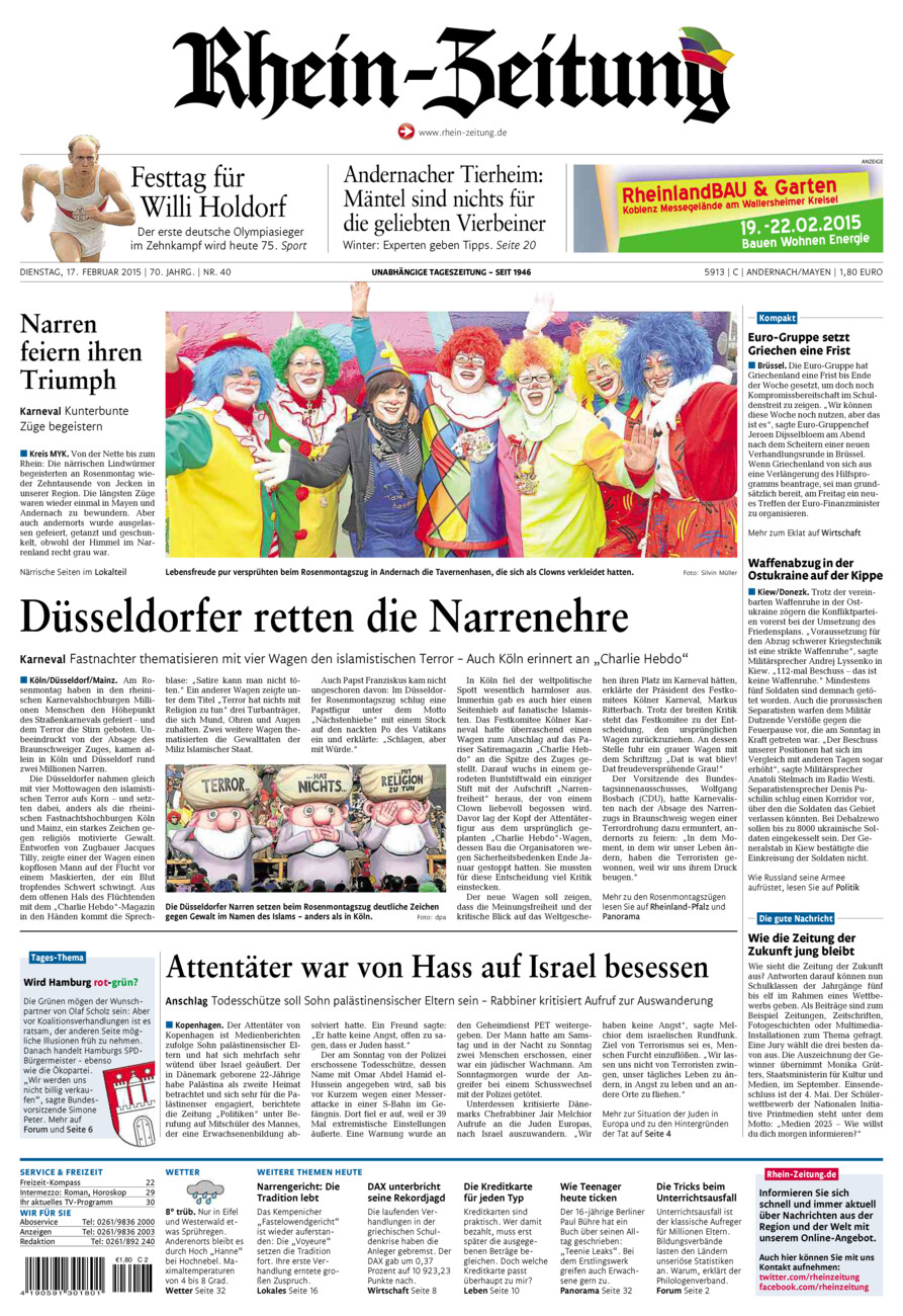 Rhein-Zeitung Andernach & Mayen vom Dienstag, 17.02.2015