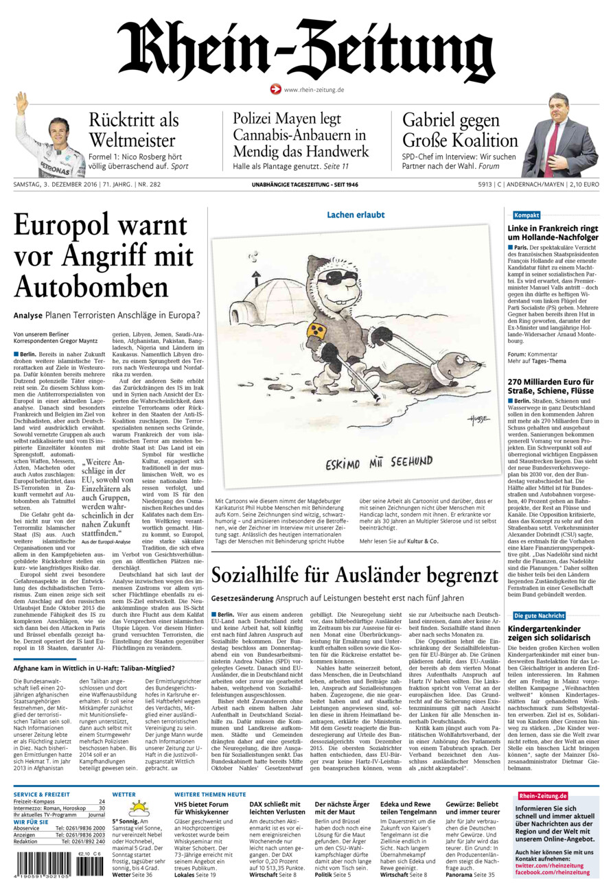 Rhein-Zeitung Andernach & Mayen vom Samstag, 03.12.2016