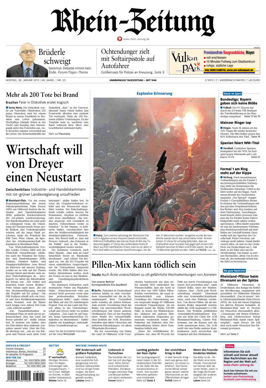 Rhein-Zeitung Andernach & Mayen vom Montag, 28.01.2013