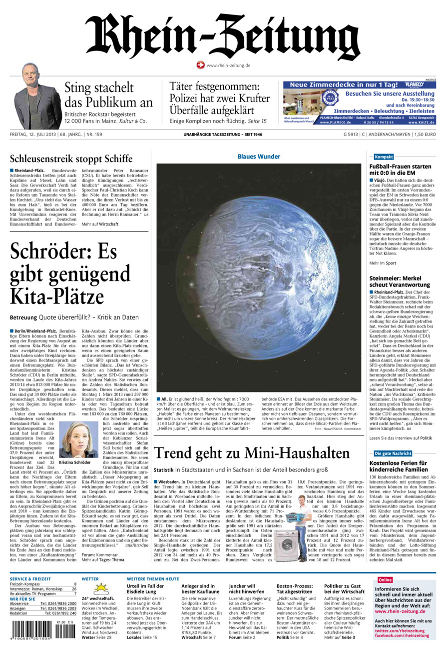 Rhein-Zeitung Andernach & Mayen vom Freitag, 12.07.2013