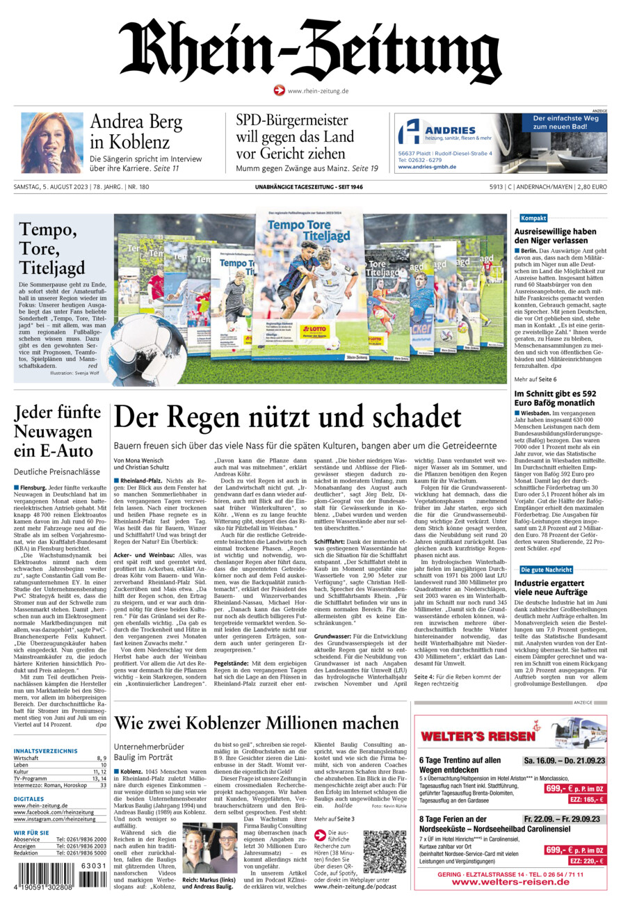 Rhein-Zeitung Andernach & Mayen vom Samstag, 05.08.2023