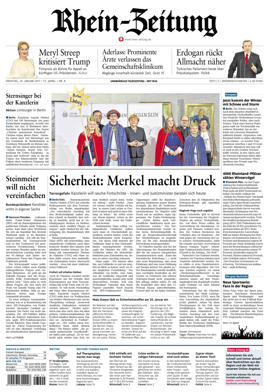 Rhein-Zeitung Andernach & Mayen vom Dienstag, 10.01.2017