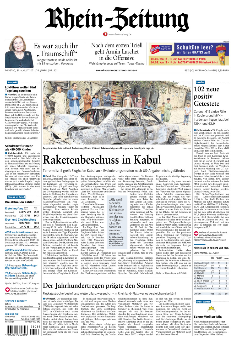 Rhein-Zeitung Andernach & Mayen vom Dienstag, 31.08.2021