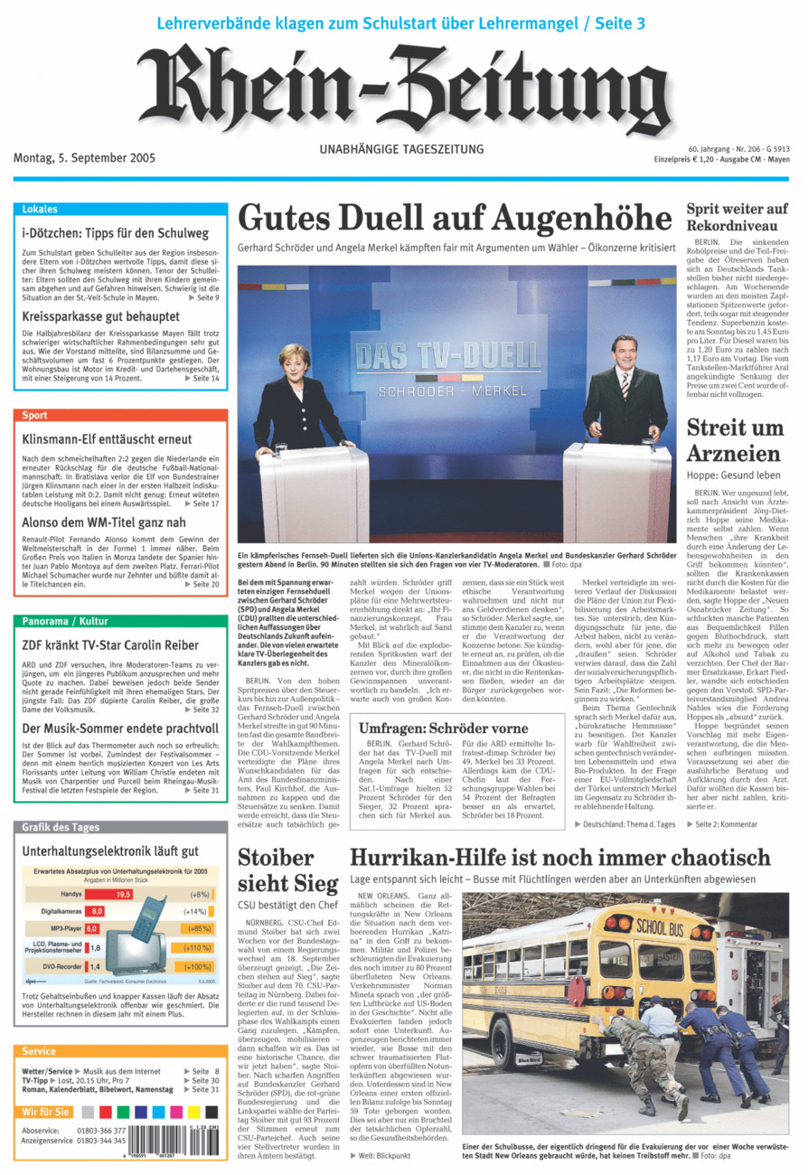 Rhein-Zeitung Andernach & Mayen vom Montag, 05.09.2005