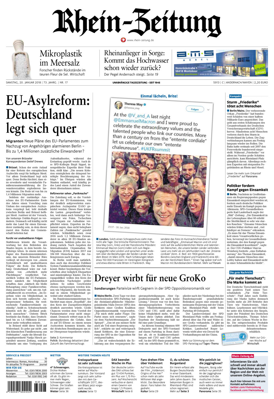 Rhein-Zeitung Andernach & Mayen vom Samstag, 20.01.2018