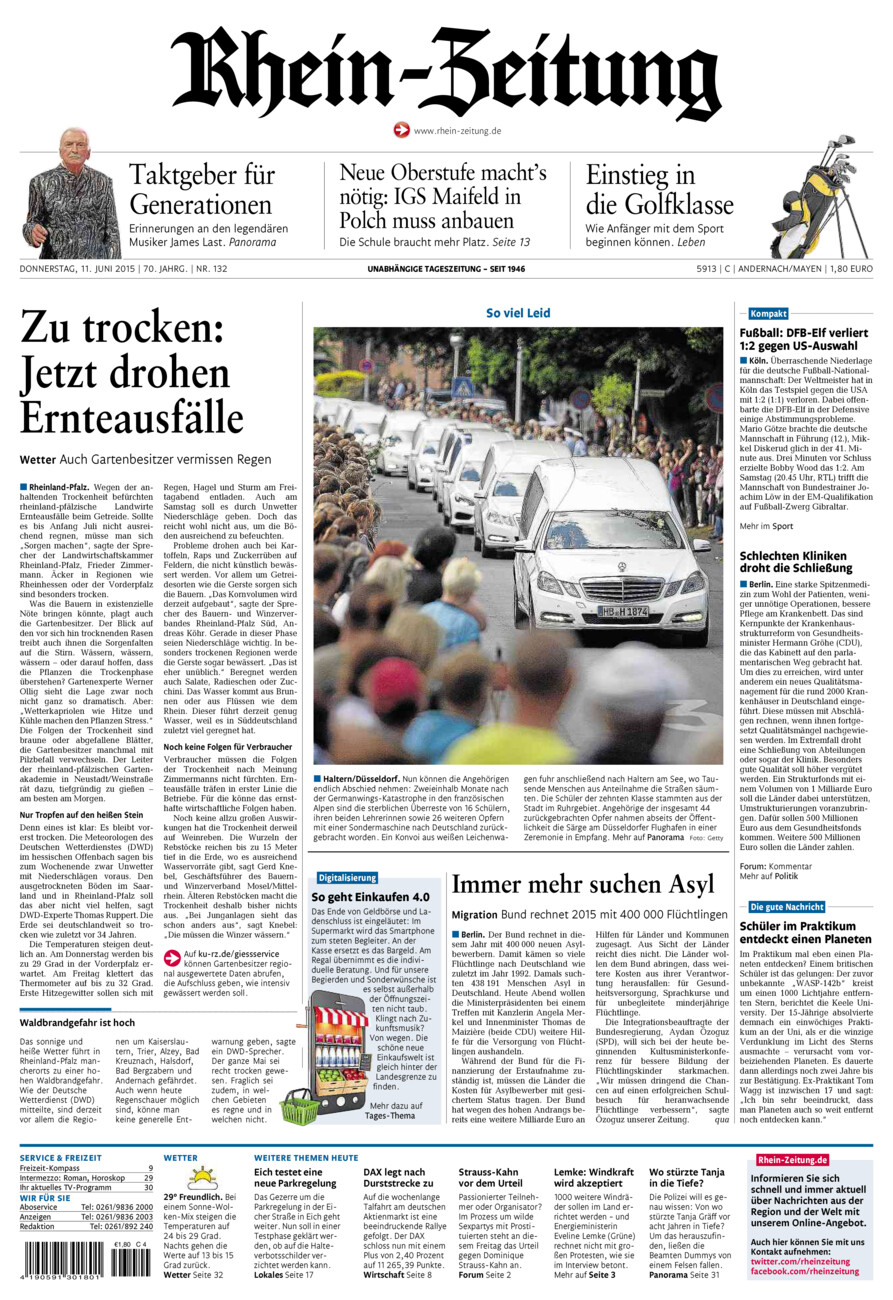 Rhein-Zeitung Andernach & Mayen vom Donnerstag, 11.06.2015