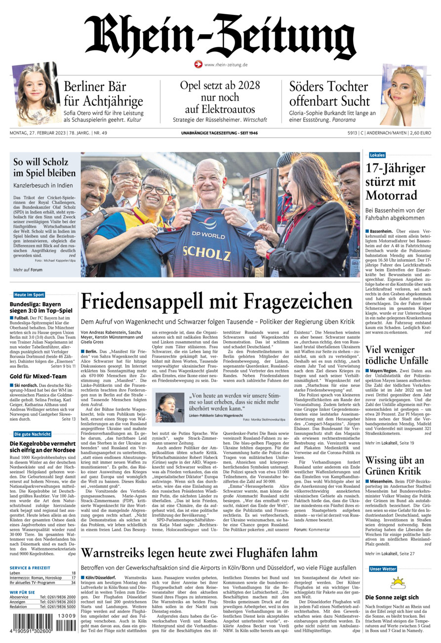 Rhein-Zeitung Andernach & Mayen vom Montag, 27.02.2023