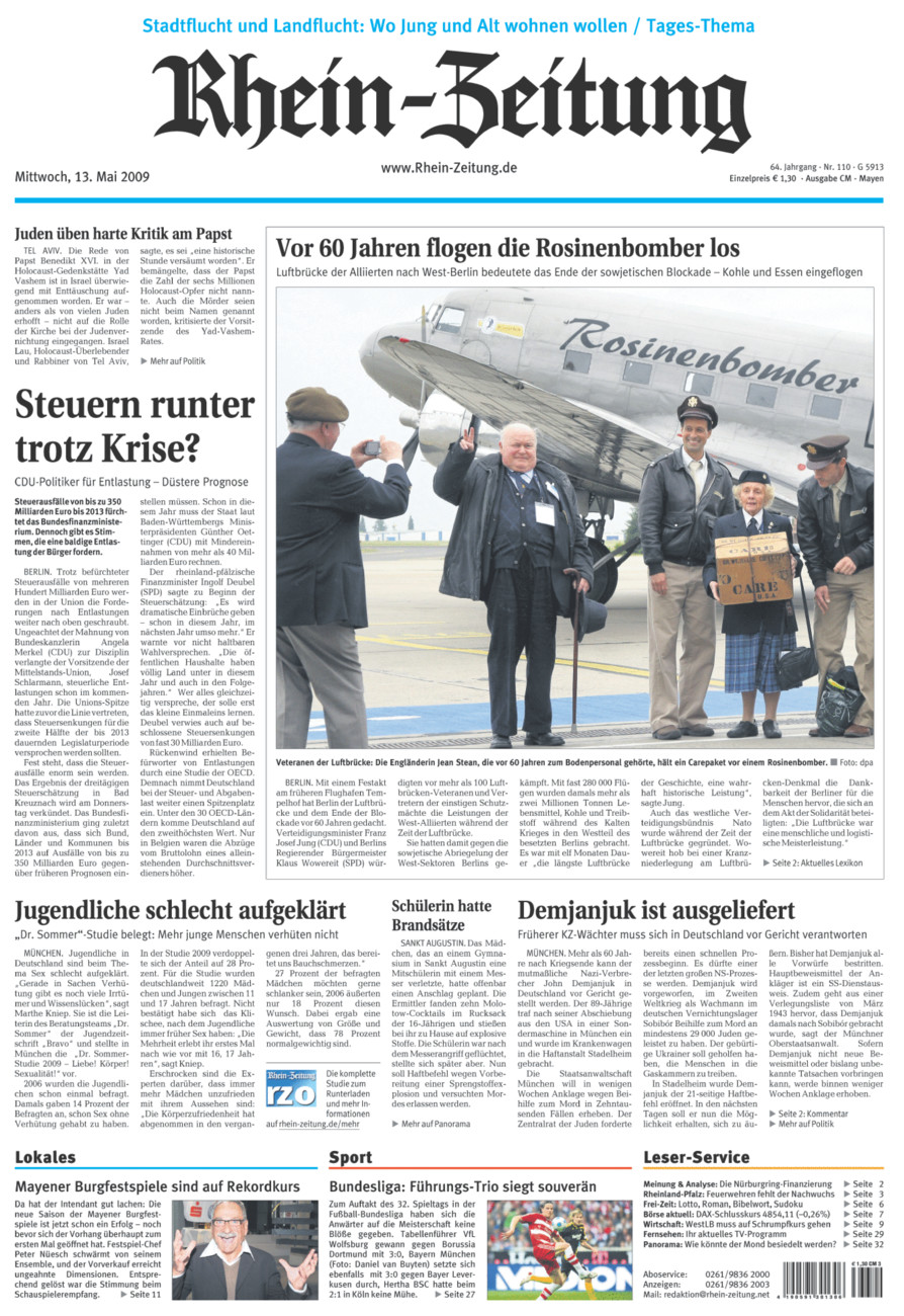 Rhein-Zeitung Andernach & Mayen vom Mittwoch, 13.05.2009