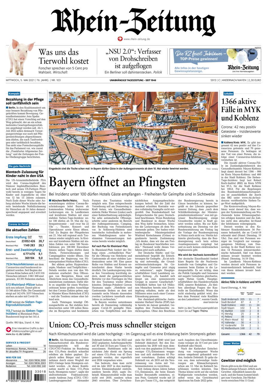 Rhein-Zeitung Andernach & Mayen vom Mittwoch, 05.05.2021