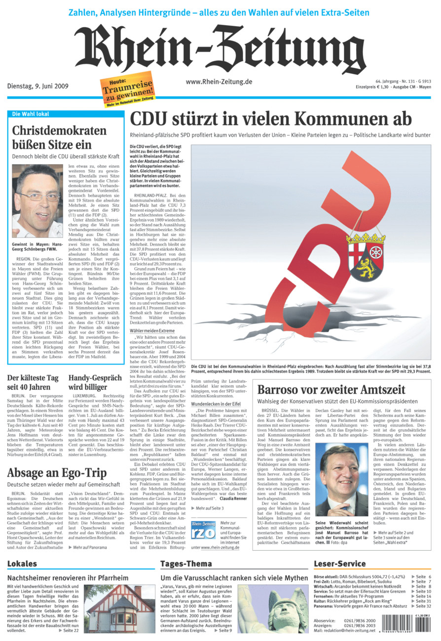 Rhein-Zeitung Andernach & Mayen vom Dienstag, 09.06.2009
