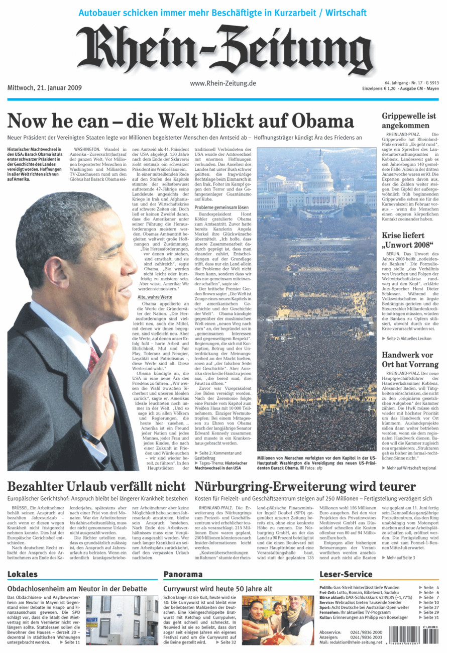 Rhein-Zeitung Andernach & Mayen vom Mittwoch, 21.01.2009