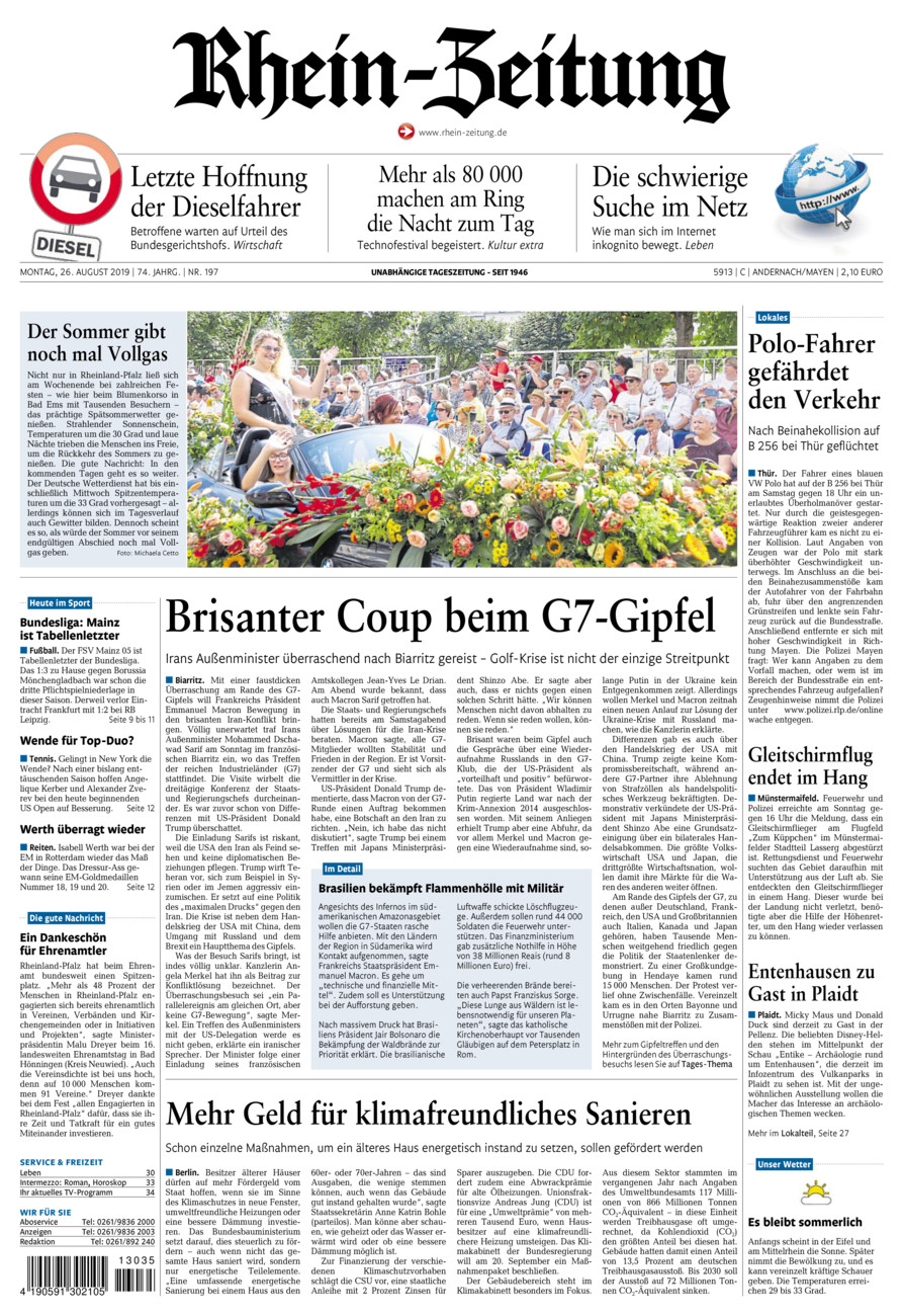 Rhein-Zeitung Andernach & Mayen vom Montag, 26.08.2019
