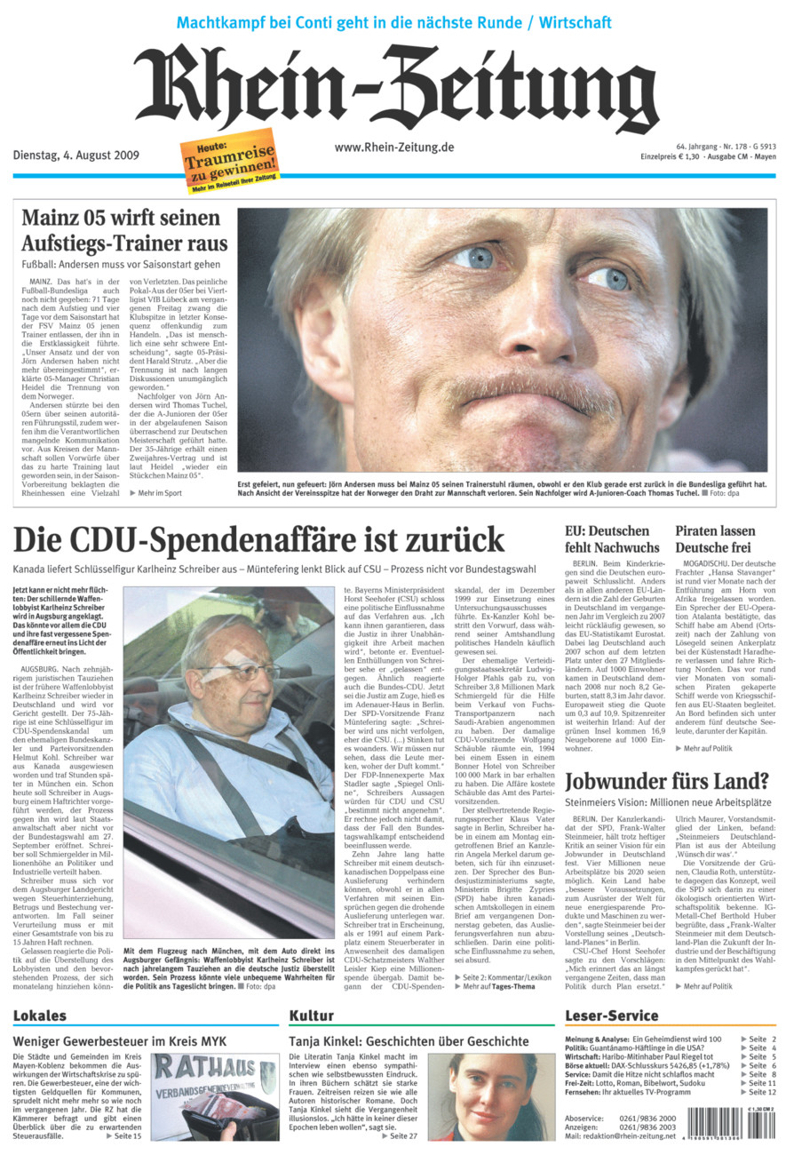 Rhein-Zeitung Andernach & Mayen vom Dienstag, 04.08.2009