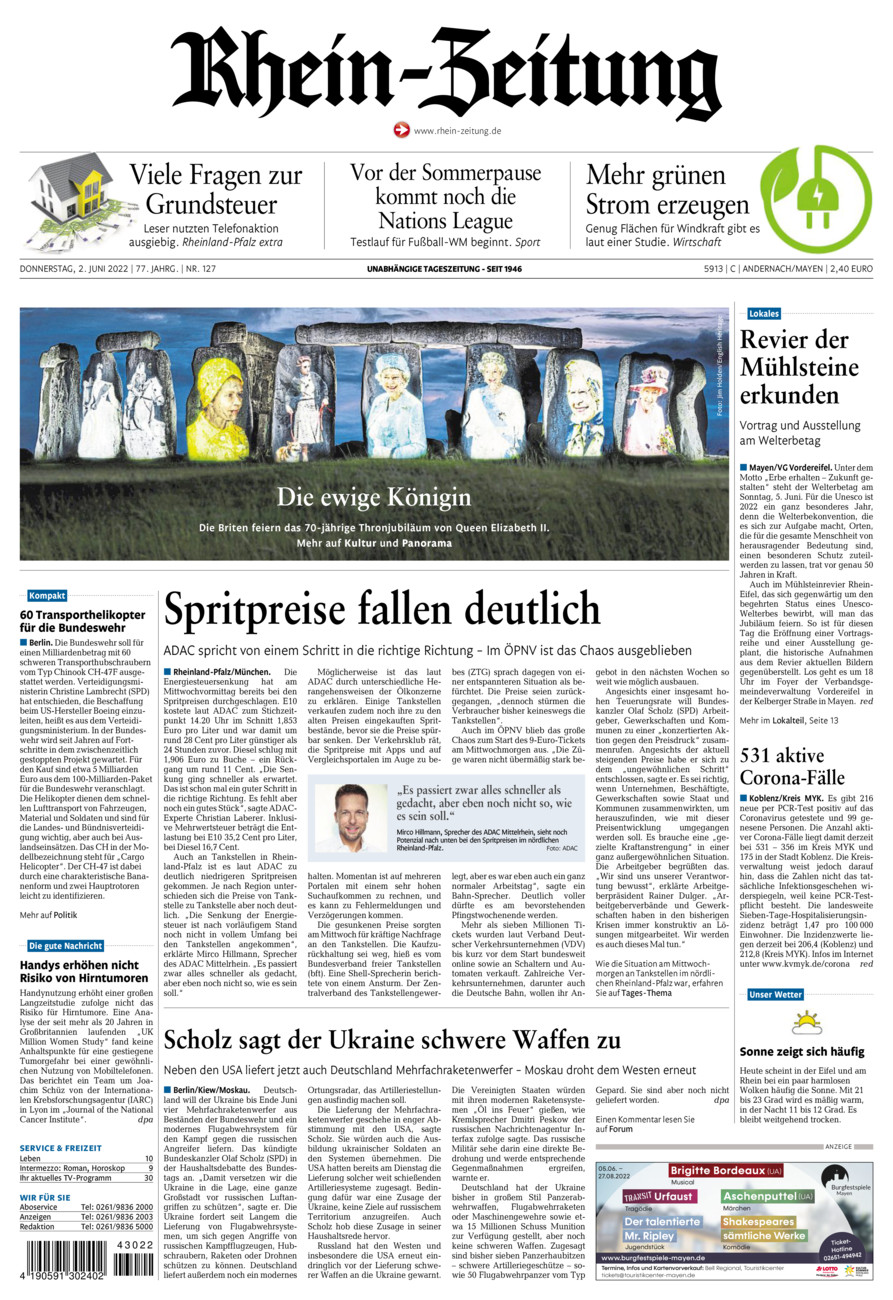 Rhein-Zeitung Andernach & Mayen vom Donnerstag, 02.06.2022