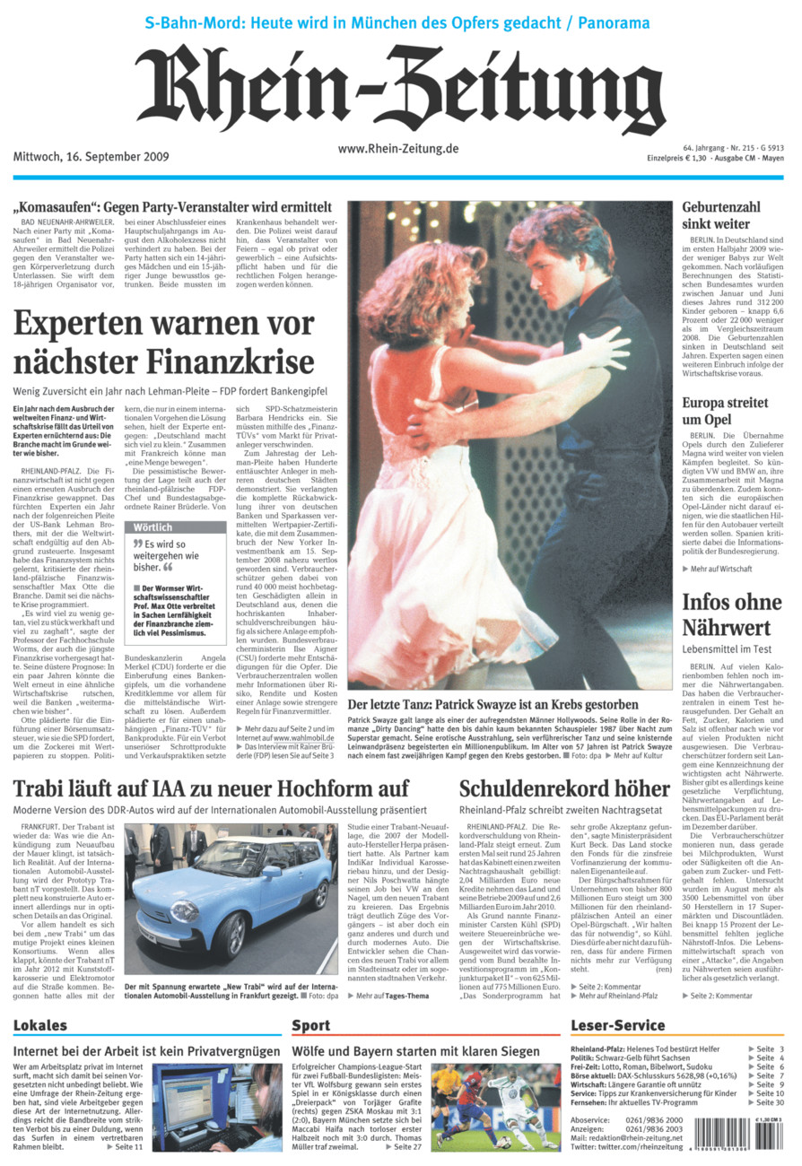 Rhein-Zeitung Andernach & Mayen vom Mittwoch, 16.09.2009