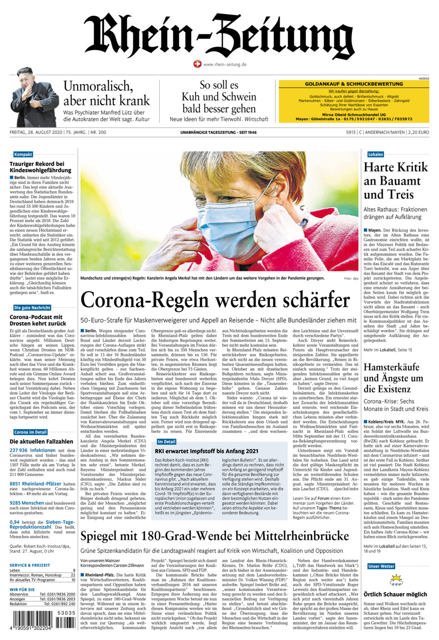 Rhein-Zeitung Andernach & Mayen vom Freitag, 28.08.2020