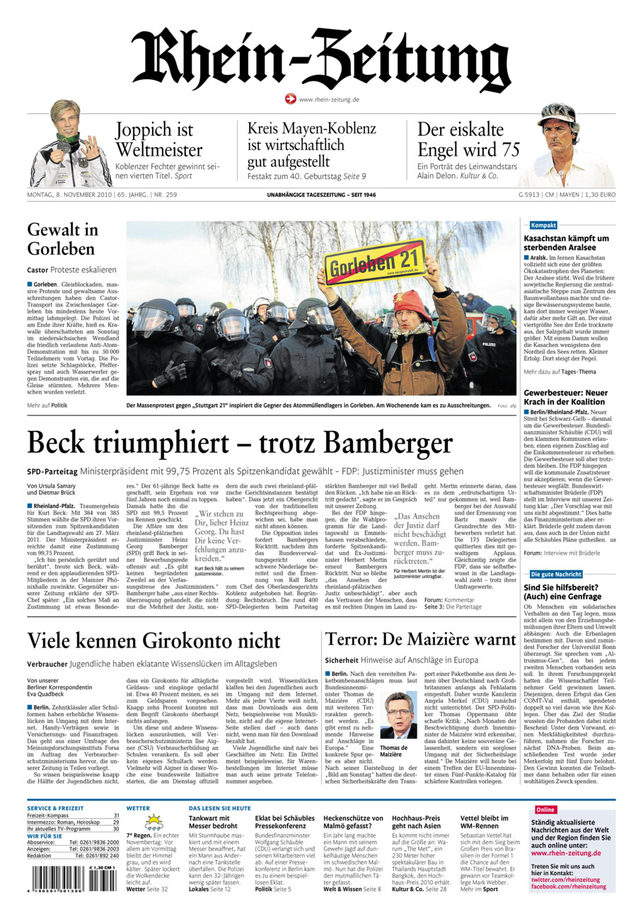 Rhein-Zeitung Andernach & Mayen vom Montag, 08.11.2010