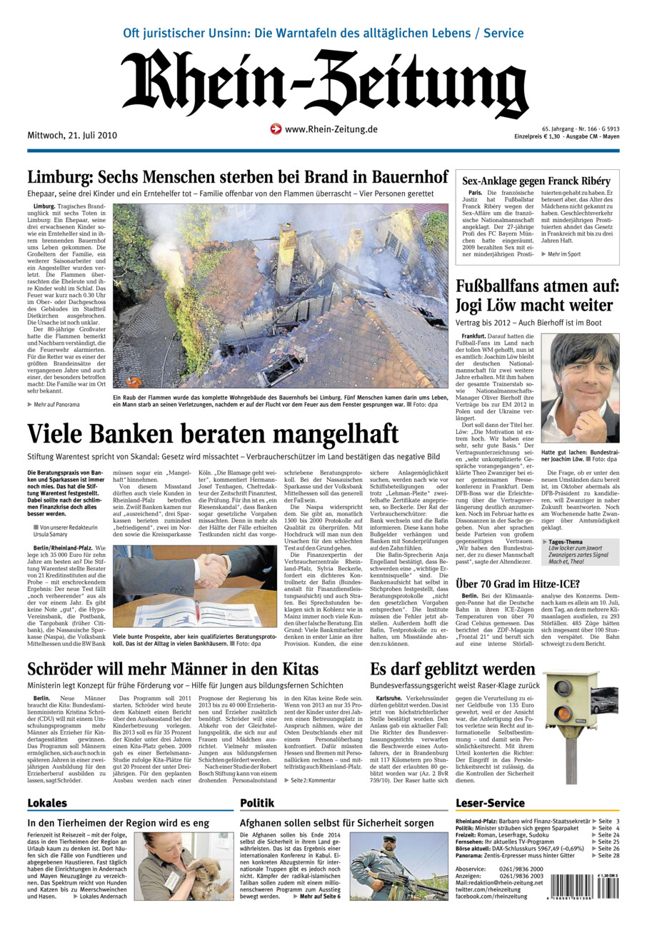 Rhein-Zeitung Andernach & Mayen vom Mittwoch, 21.07.2010