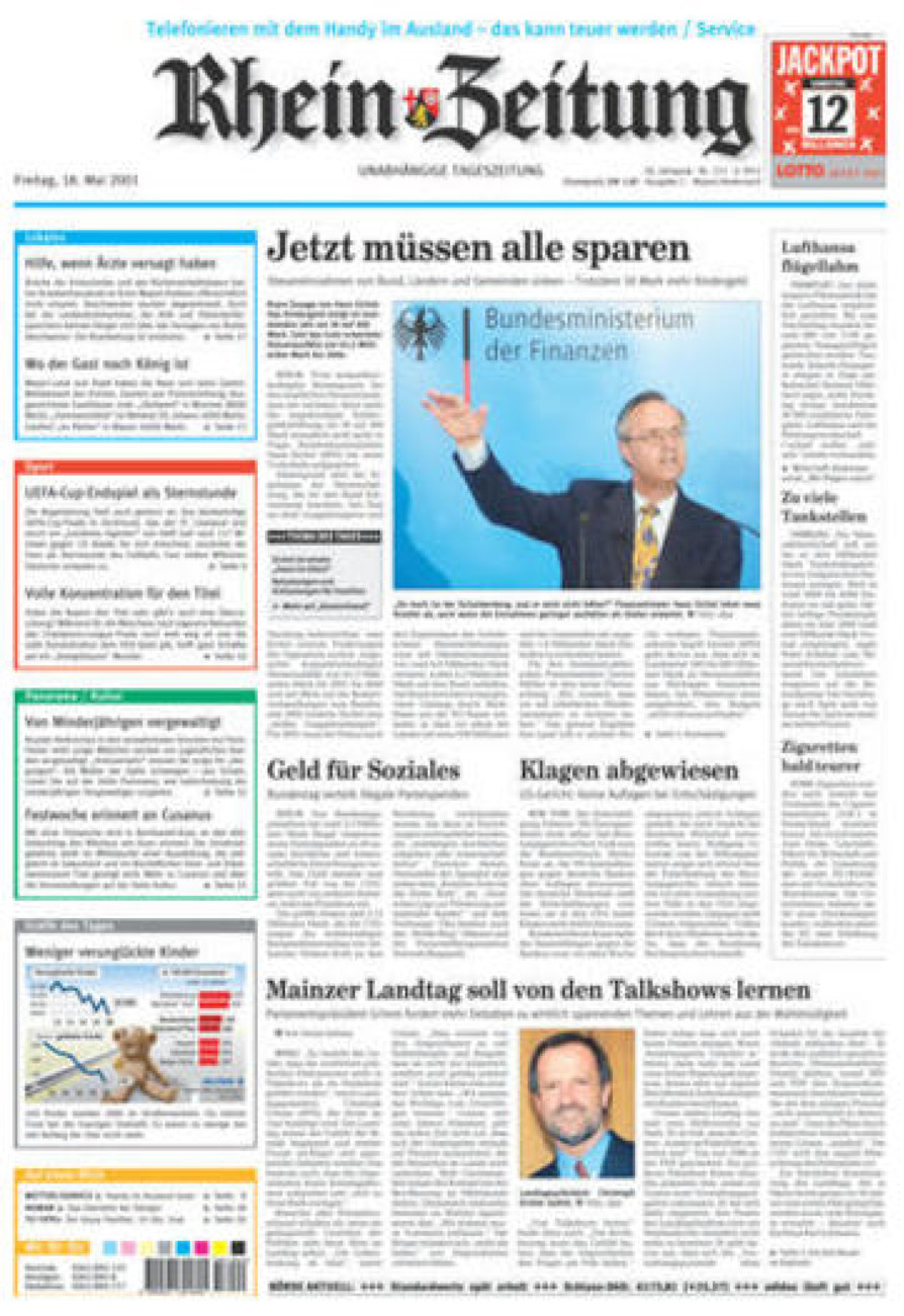 Rhein-Zeitung Andernach & Mayen vom Freitag, 18.05.2001
