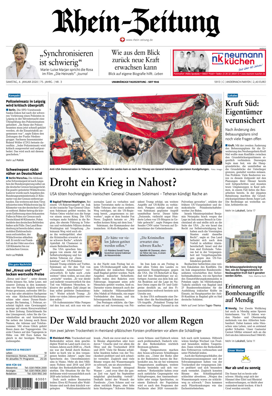 Rhein-Zeitung Andernach & Mayen vom Samstag, 04.01.2020
