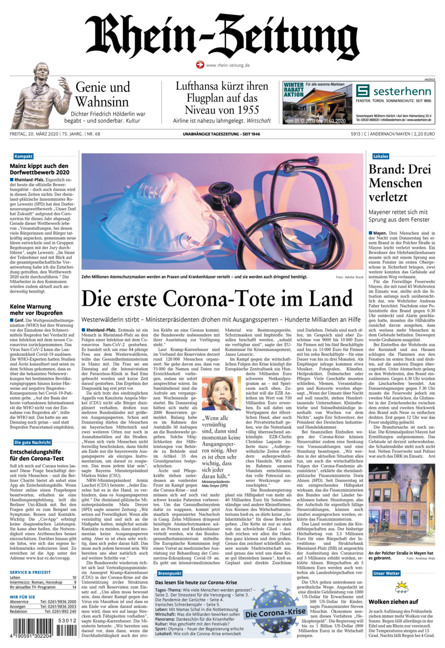 Rhein-Zeitung Andernach & Mayen vom Freitag, 20.03.2020