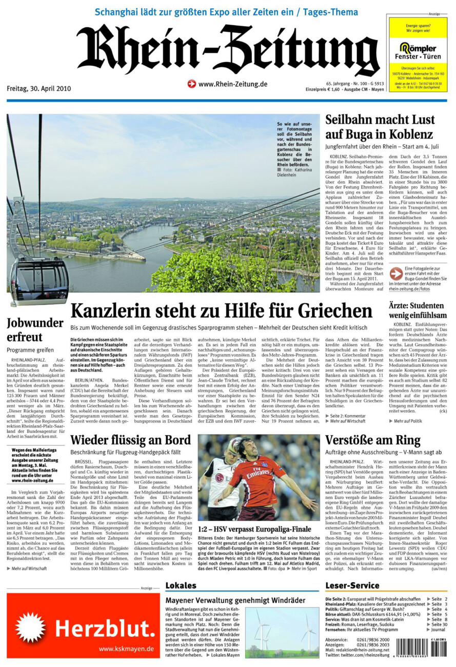 Rhein-Zeitung Andernach & Mayen vom Freitag, 30.04.2010