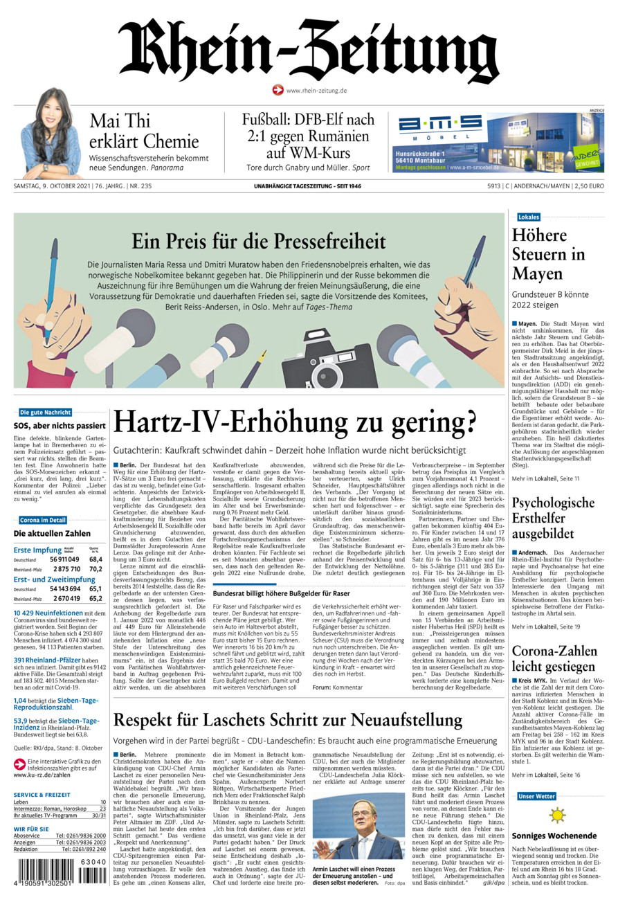 Rhein-Zeitung Andernach & Mayen vom Samstag, 09.10.2021