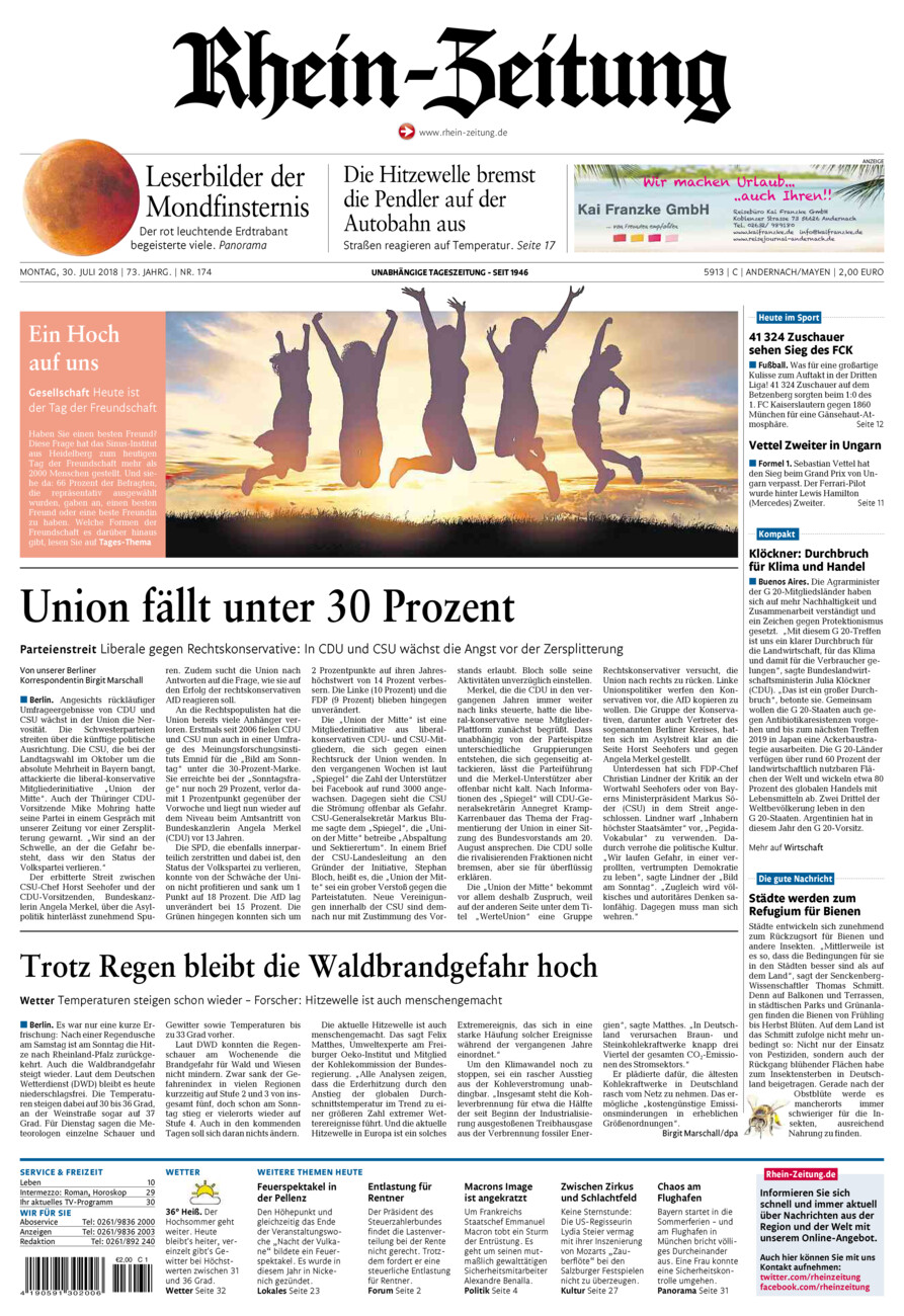 Rhein-Zeitung Andernach & Mayen vom Montag, 30.07.2018