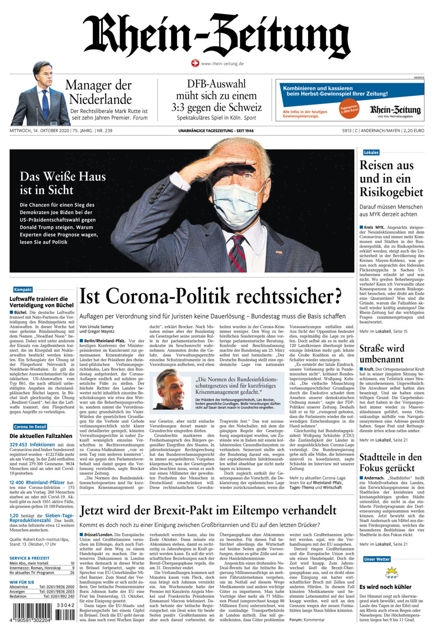 Rhein-Zeitung Andernach & Mayen vom Mittwoch, 14.10.2020