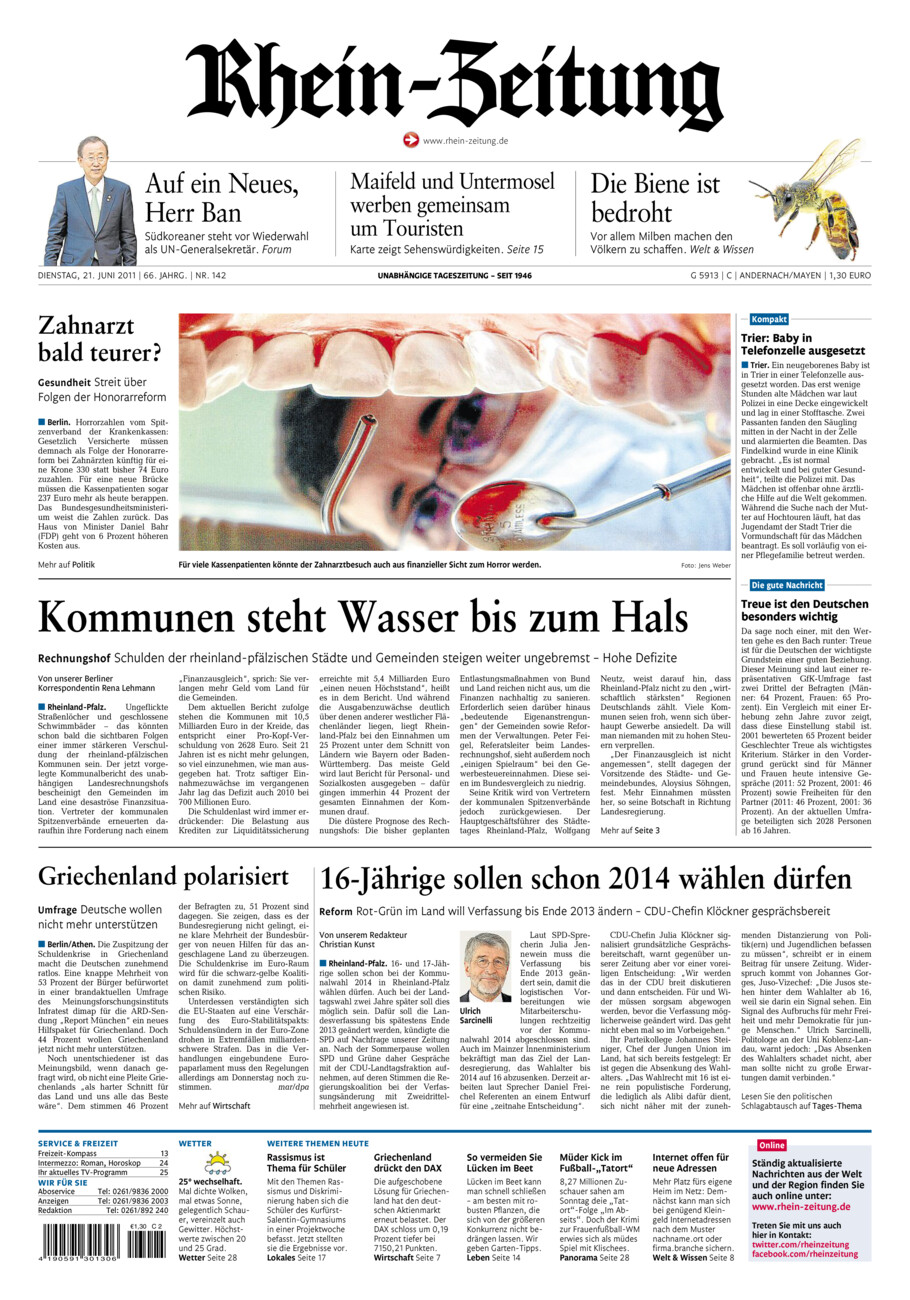 Rhein-Zeitung Andernach & Mayen vom Dienstag, 21.06.2011
