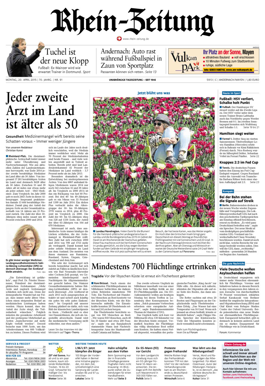 Rhein-Zeitung Andernach & Mayen vom Montag, 20.04.2015