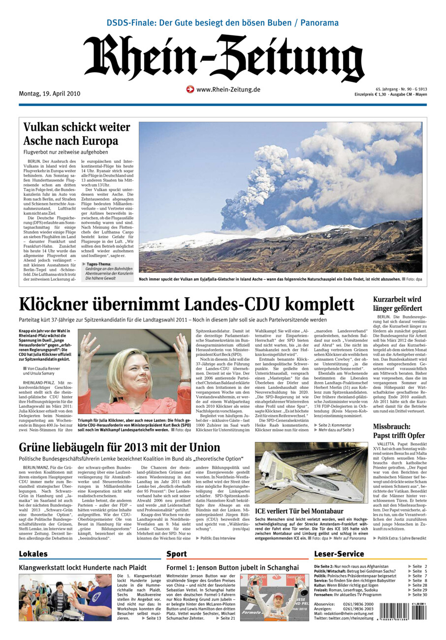 Rhein-Zeitung Andernach & Mayen vom Montag, 19.04.2010