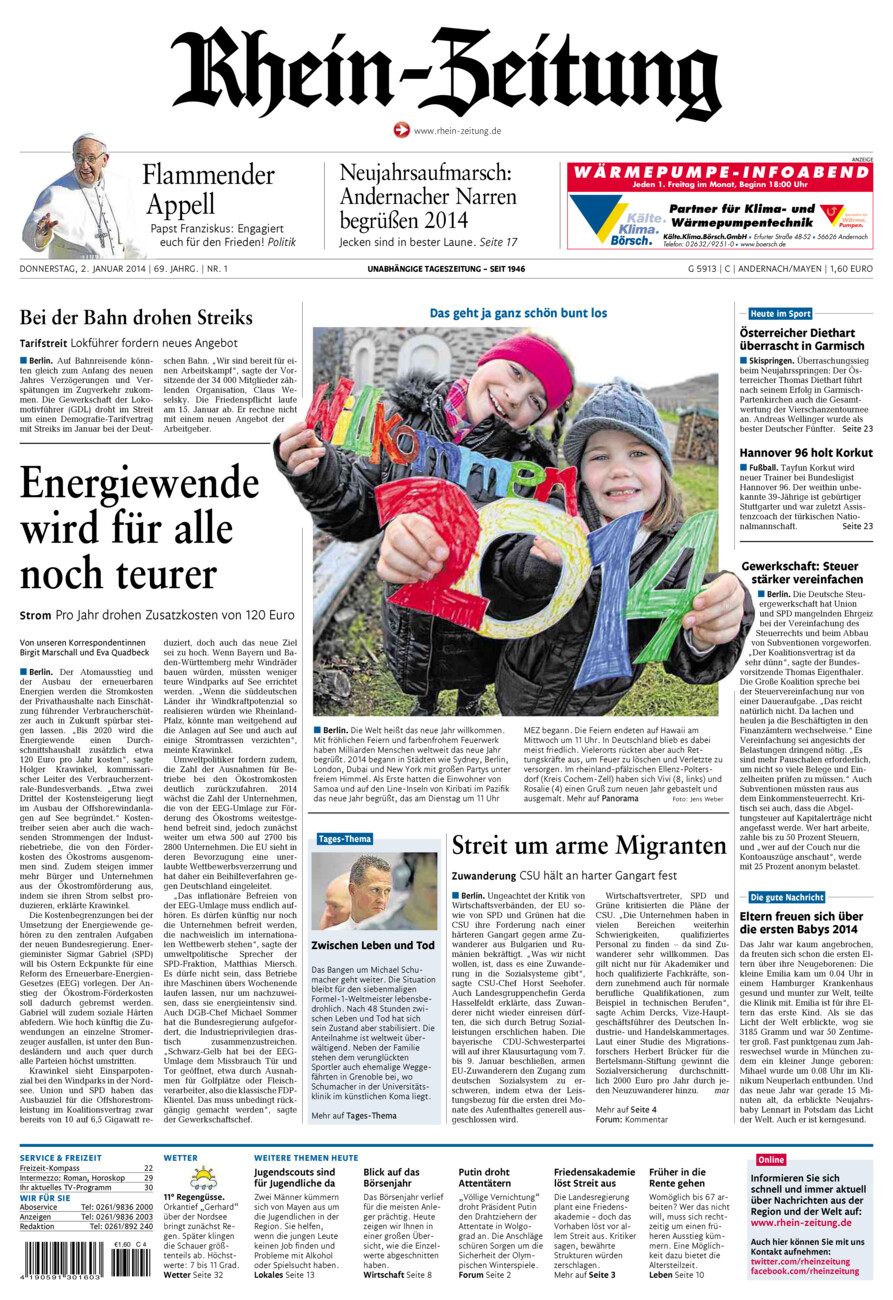 Rhein-Zeitung Andernach & Mayen vom Donnerstag, 02.01.2014