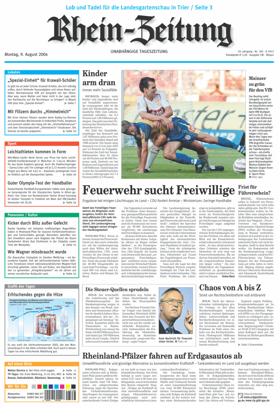 Rhein-Zeitung Andernach & Mayen vom Montag, 09.08.2004