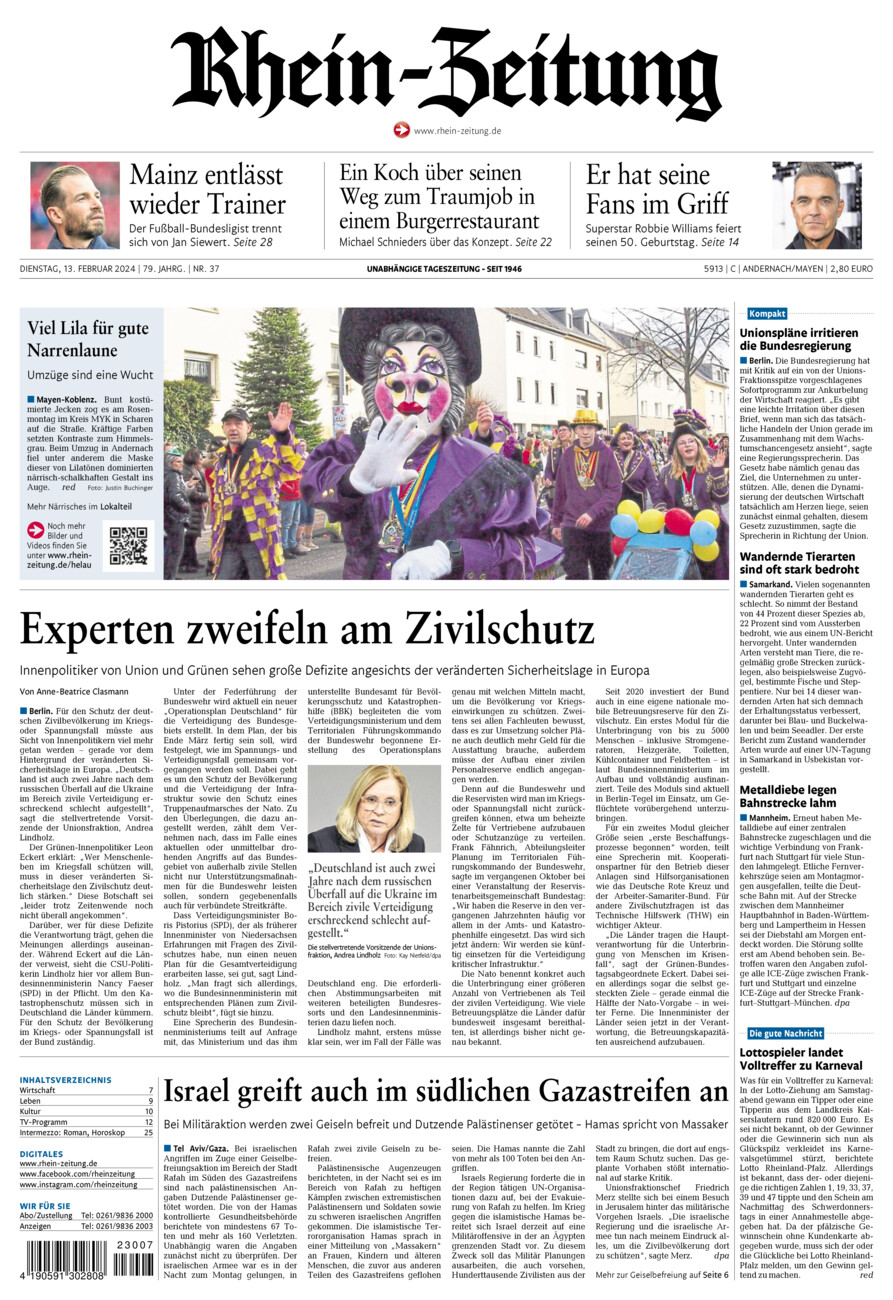 Rhein-Zeitung Andernach & Mayen vom Dienstag, 13.02.2024