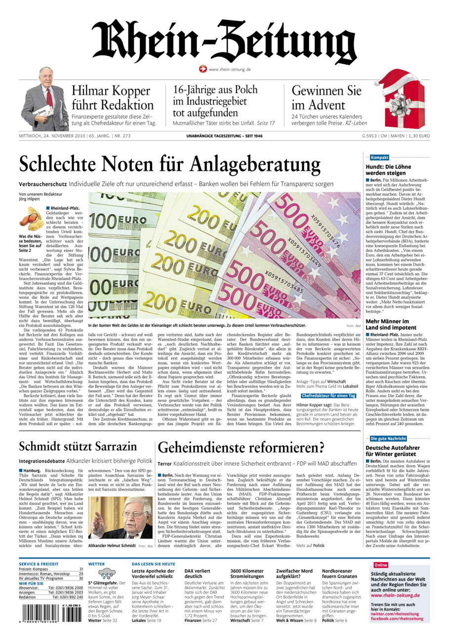 Rhein-Zeitung Andernach & Mayen vom Mittwoch, 24.11.2010