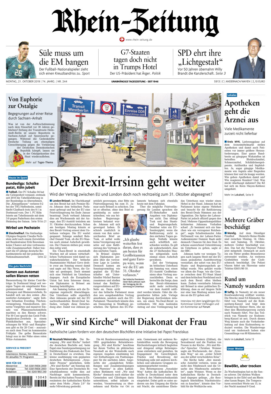 Rhein-Zeitung Andernach & Mayen vom Montag, 21.10.2019