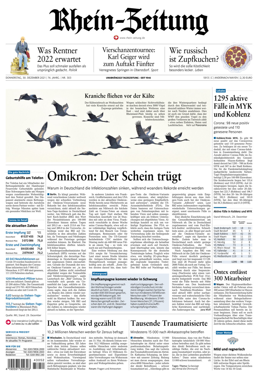 Rhein-Zeitung Andernach & Mayen vom Donnerstag, 30.12.2021